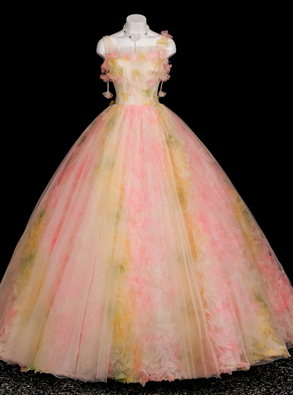 princess dresses_Pink Tulle Flower Straps Quinceanera Dress - Classic & Elegant - image 1144 1766220540