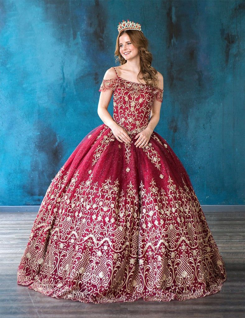 princess dresses_Embroidered Off Shoulder Quinceanera Dress by Calla KY75110