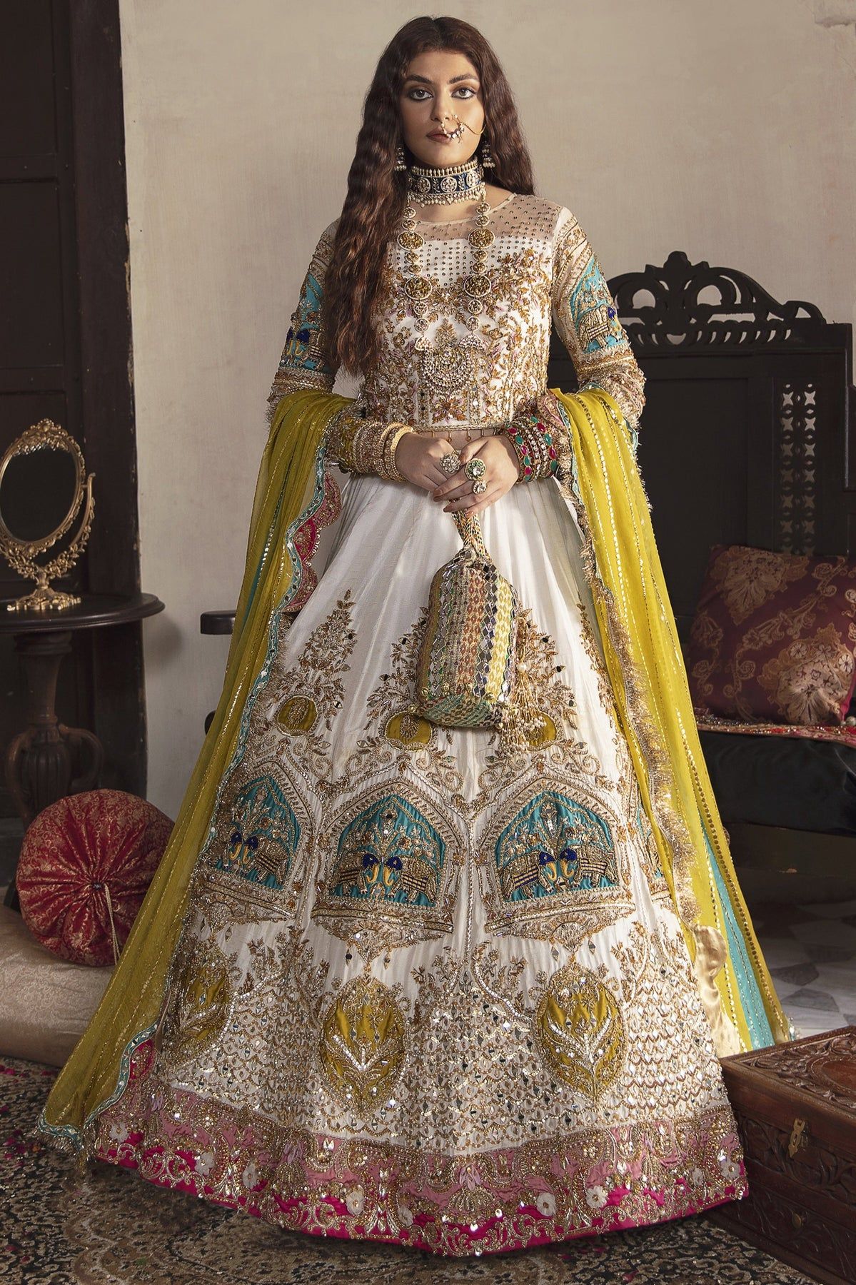 traditional dresses_Indian White Raw Silk Lehenga Choli Bridal Dress #BN1206 - Modest Dresses - image 1685 1766221797