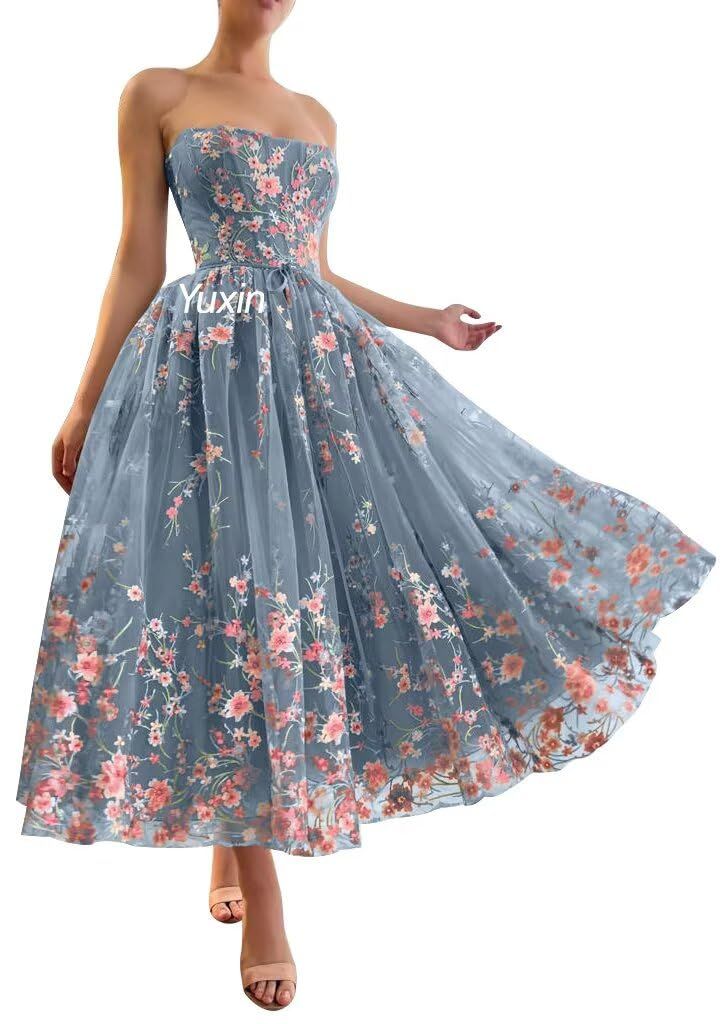 traditional dresses_Yuxin Puffy Sleeve Flower Prom Dresses for Women 2025 Long Embroidered Tulle Lace Formal Evening Party Gowns with Pocket 869