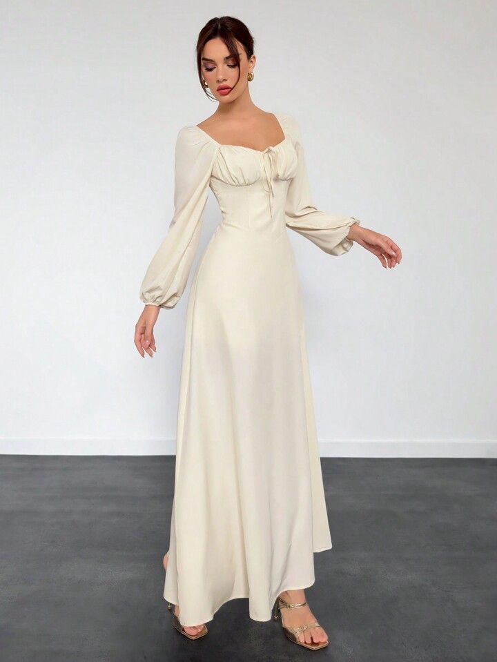 long sleeve dresses_Aloruh Women's Lantern Sleeve Long Sleeve Bodycon A-Line Dress, New Arrival For Autumn/Winter