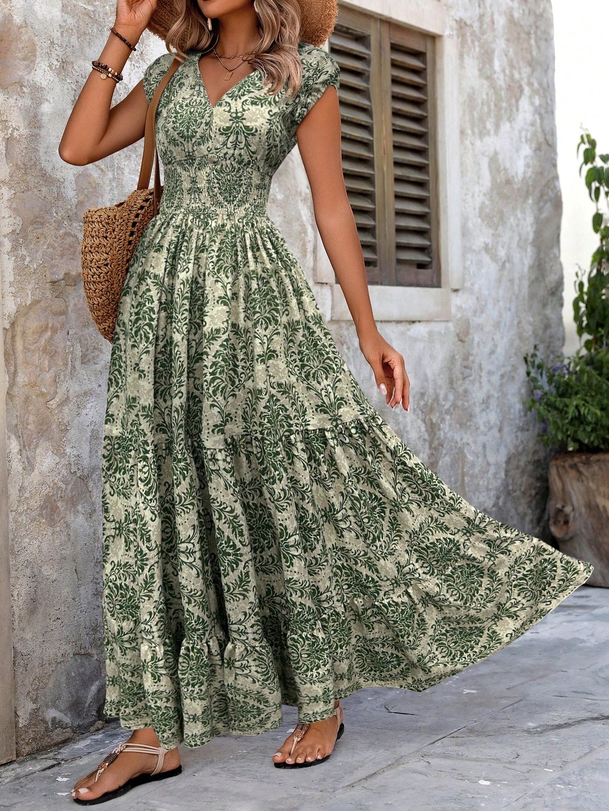 maxi dresses_Women's Vacation Casual All-Over Print Ruffle Hem Dress, Spring/Su... - image 2411 1766223633
