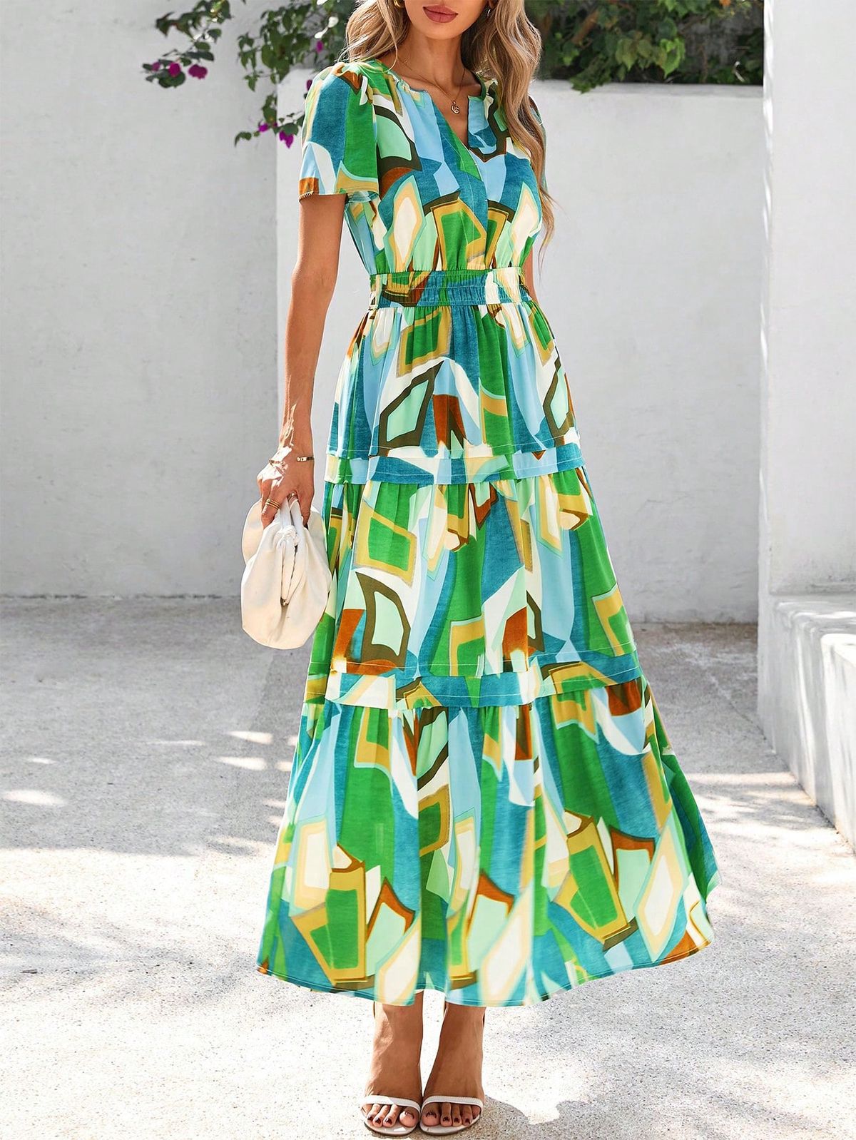 maxi dresses_ChristmasWomen's Summer Bohemian Dress Floral Short Sleeve V-Neck... - image 2647 1766224215