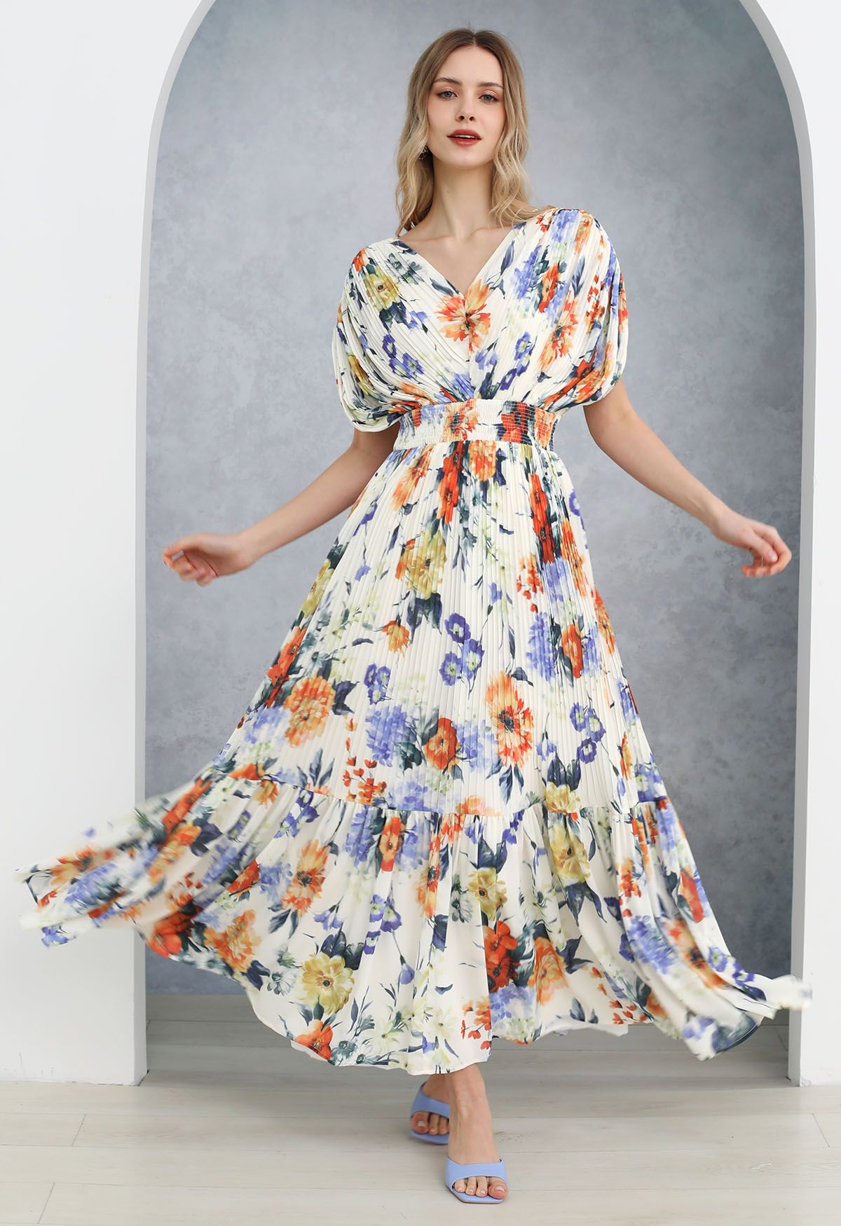 maxi dresses_Vernal Blossom Pleated Maxi Dress - Maxi Dresses - image 2665 1766224260