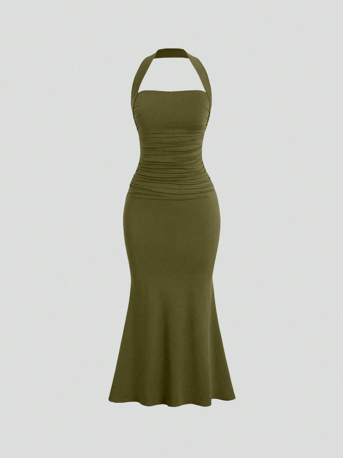 maxi dresses_Women's Solid Color Mermaid Hem Halter Neck Dress - Maxi Dresses - image 2741 1766224462