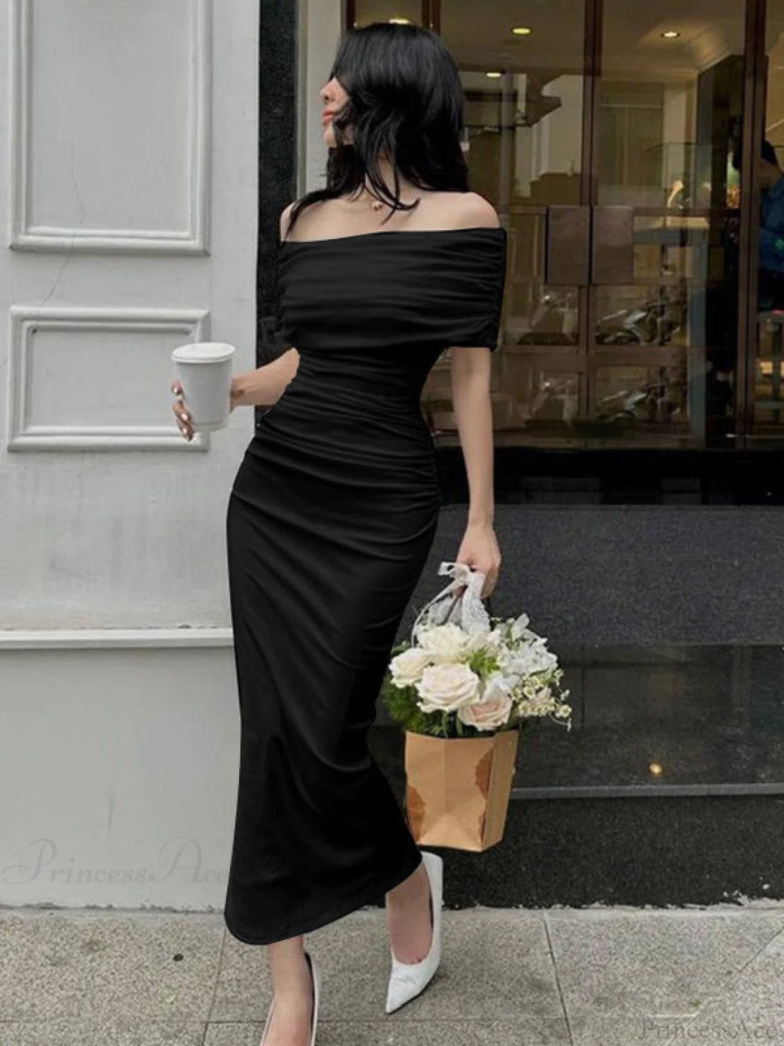 black dresses_Pink Off Shoulder Bodycon Midi Dress - L Pink - image 2974 1766225013