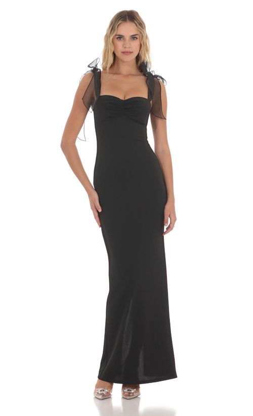 black dresses_Open Back Bow Maxi Dress in Black