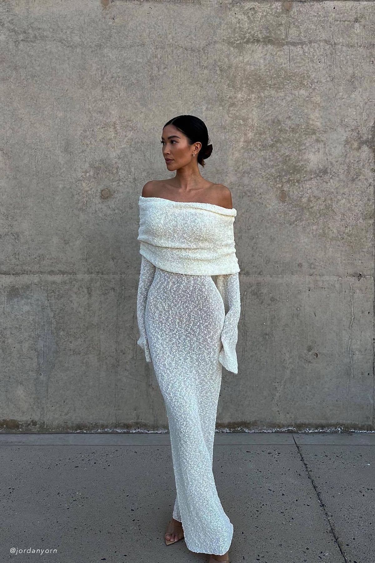 engagement dresses_Marisol Off Shoulder Boucle Maxi Dress - Ivory - Wedding Dresses - image 3484 1766226188