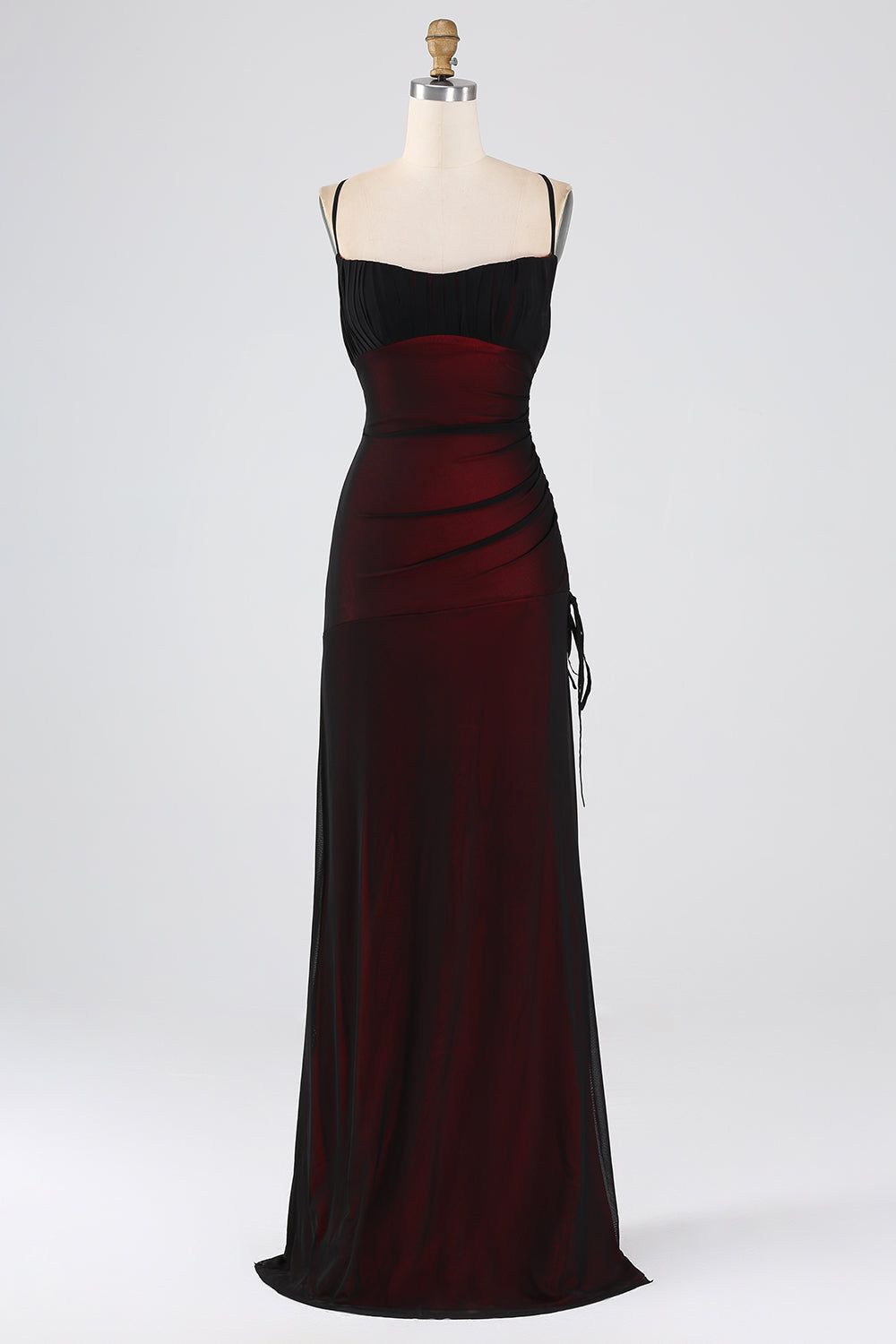 formal dresses_Sheath Spaghetti Straps Black Red Floor Length Bridesmaid Dress - image 446 1766218896