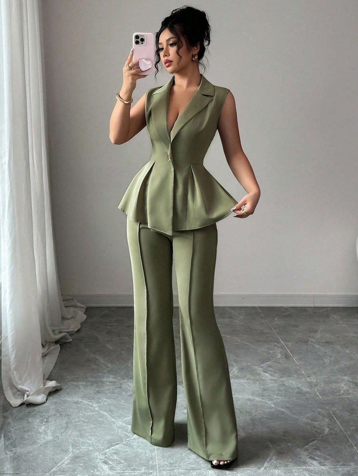 formal outfits_Sleeveless Blazer Suit Set, Elegant Romantic Women's Slim Waist... - image 4746 1766229251