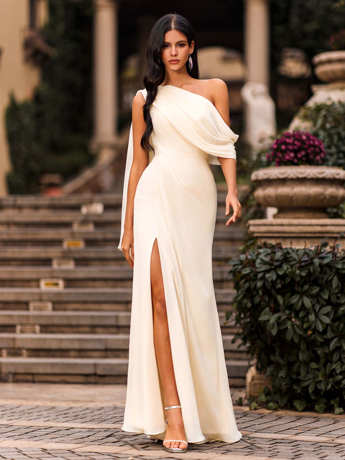 formal dresses_Prom Dress One-Shoulder 2026 Corset Frost Chiffon Slit Sheath Lo... - Formal & Chic - image 483 1766218978