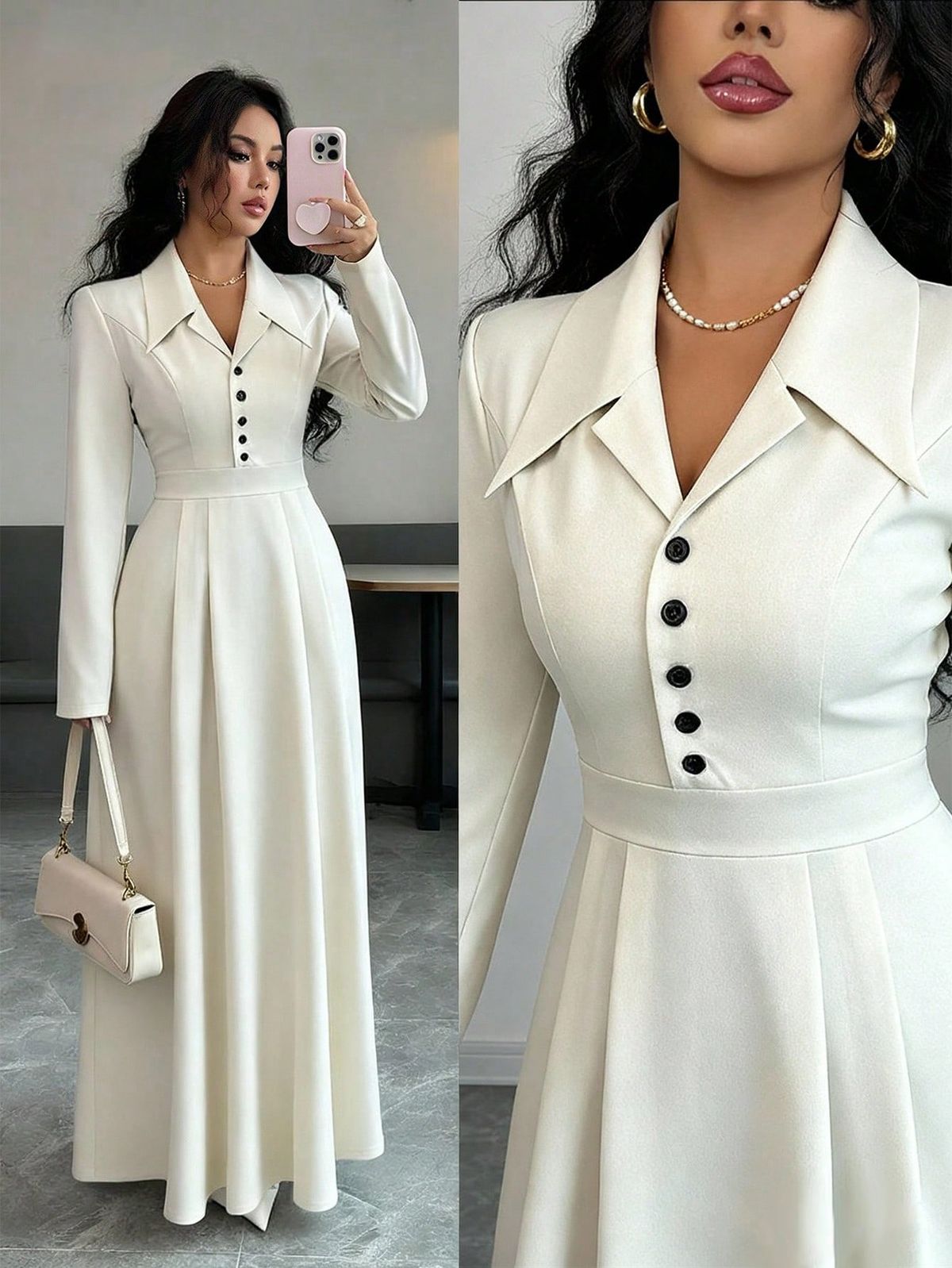 elegant outfits_Women's Blazer Collar Cinched Waist A-Line Elegant Everyday Com... - Classic & Elegant - image 5136 1766230738