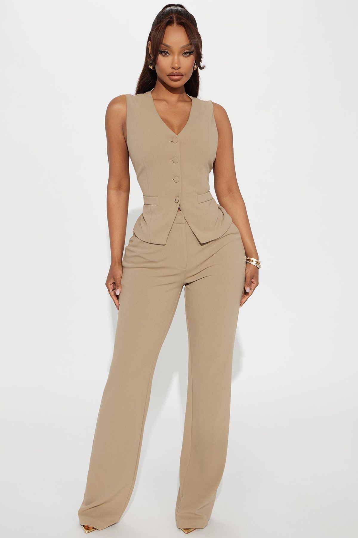 elegant outfits_Women's Core Competency 2 Piece Blazer in Taupe Size Medium