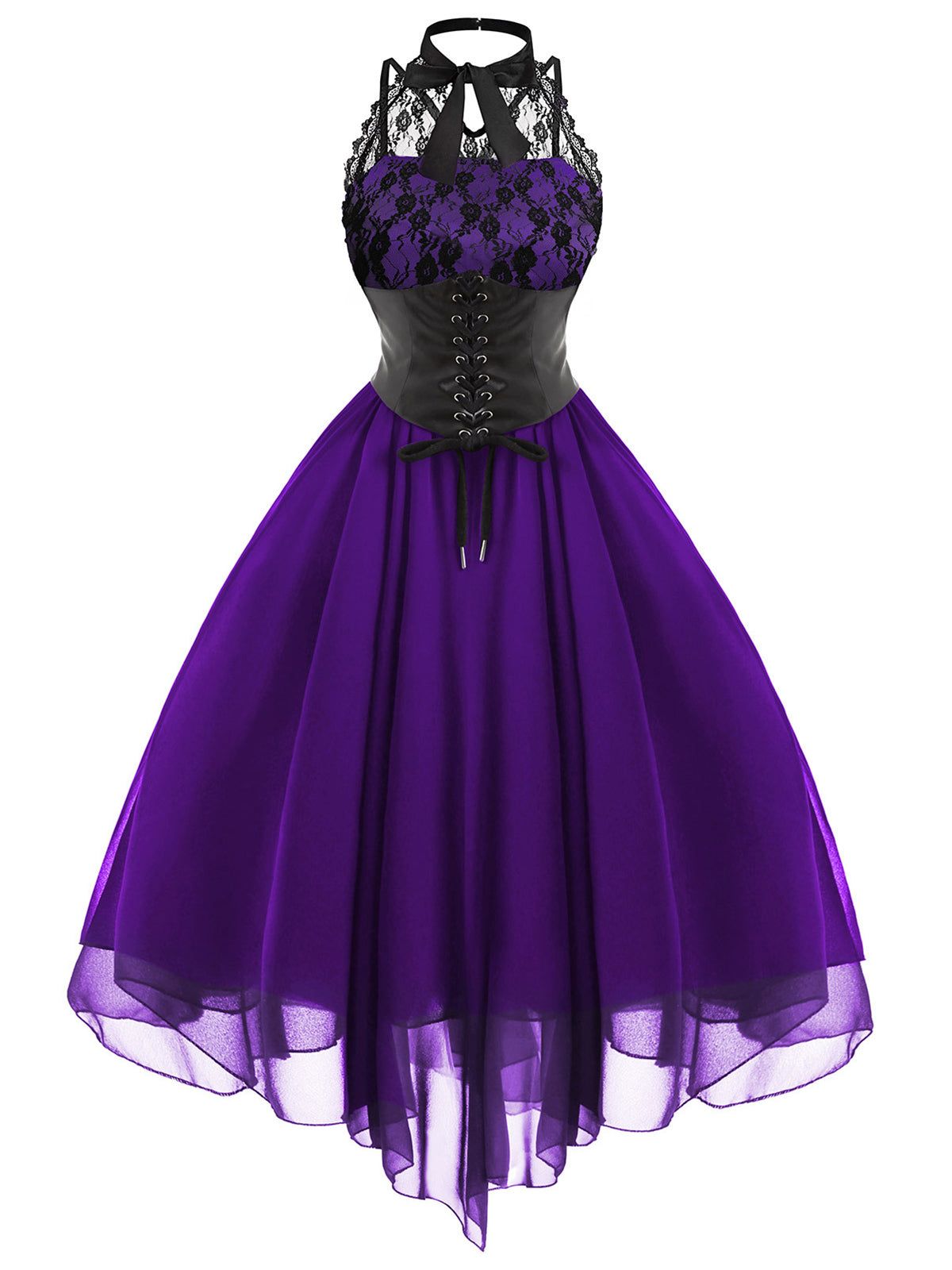 fancy outfits_Halloween Gothic Steampunk Lace Dress - Purple / L - Sexy & Glamorous - image 5487 1766231569
