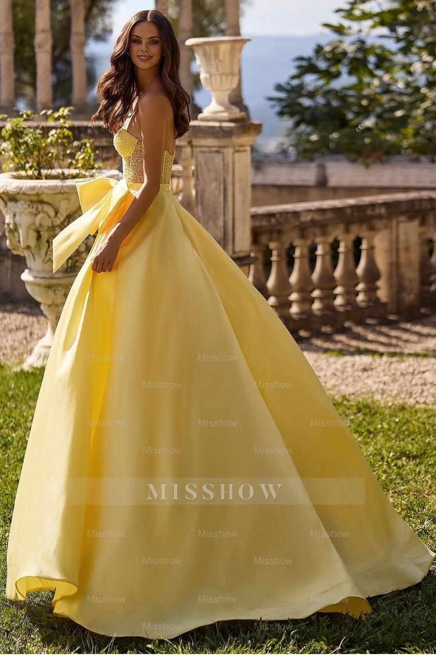 formal dresses_Sleeveless Sweetheart Strapless Long Formal Dress With Bowknot