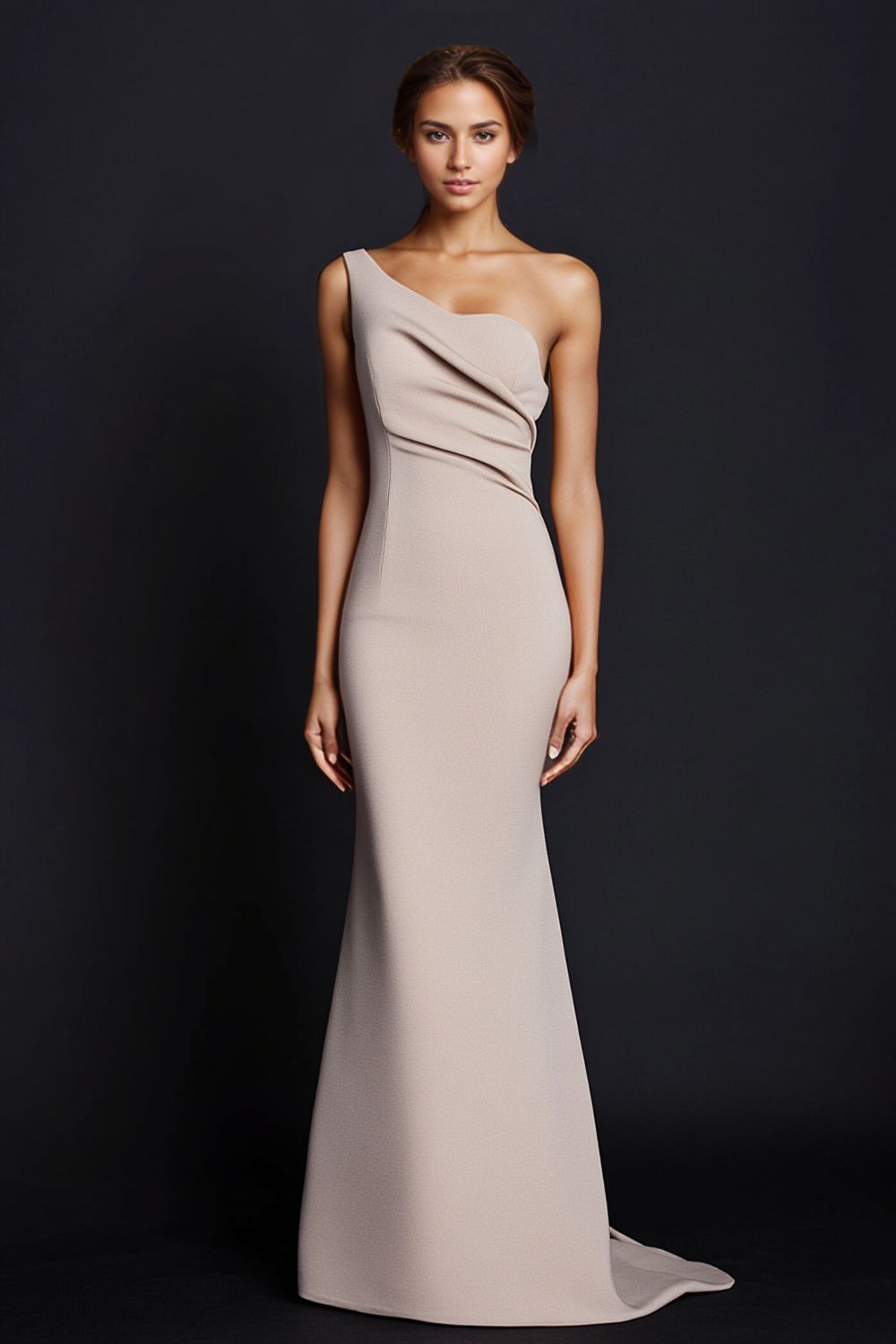 formal dresses_Khaki Mermaid One Shoulder Long Formal Dress - image 634 1766219329