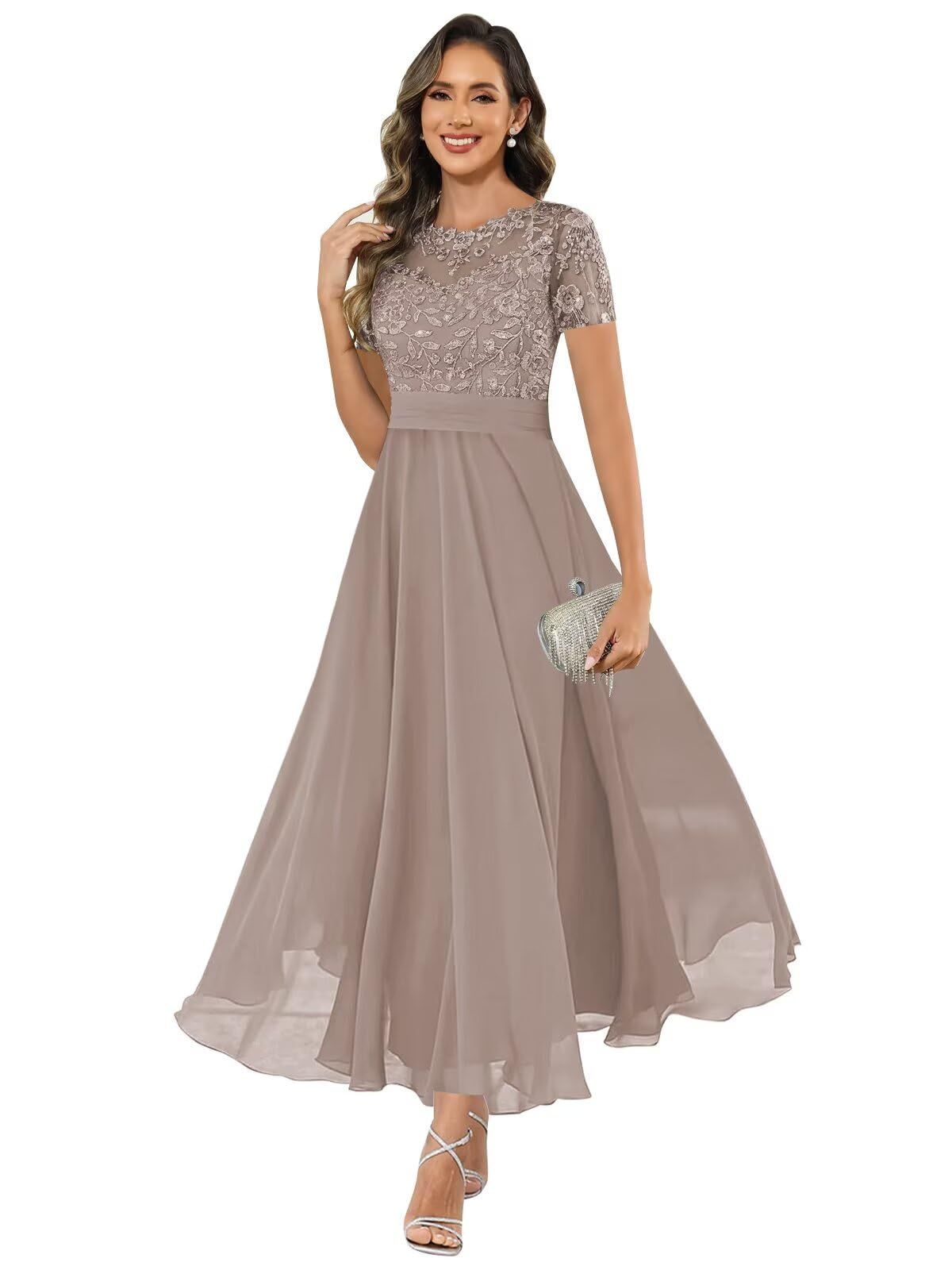 formal dresses_HANVAIOS Mother of The Bride Dresses for Women Short Sleeve Lace... - Formal & Chic - image 790 1766219699